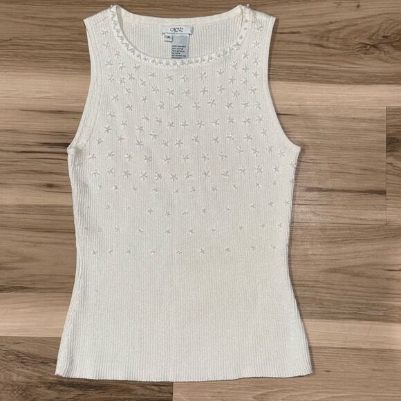 Cache Y2K Vintage Beaded Metallic Stars Sleeveless Trendy Top  Women’s Medium - Picture 1 of 3